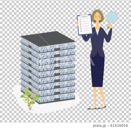 一個女人診斷公寓的矢量圖 81816058