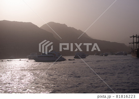 yachts in the sea against the background of mountains.  81816223