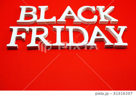 Black Friday sale shopping concept alphabet on rec background 81816307