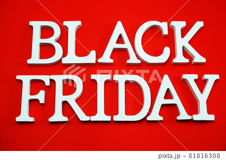 Black Friday sale shopping concept alphabet on red background Black Friday sale shopping concept alphabet on red background 81816308
