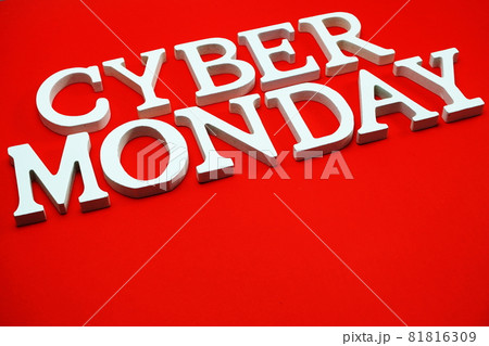 Cyber Monday Sale alphabet letters on red background business concept Cyber Monday Sale alphabet letters on red background business concept 81816309