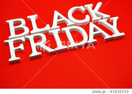Black Friday sale shopping concept alphabet on red background Black Friday sale shopping concept alphabet on red background 81816310