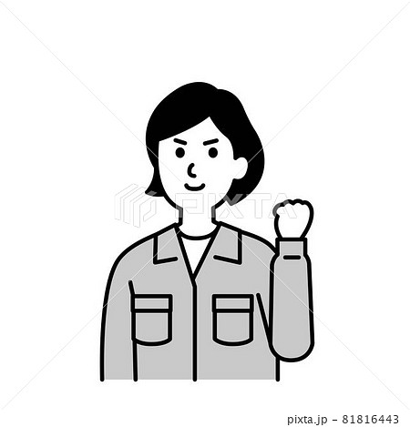 土木作業員さんのイラスト上半身 白黒のイラスト素材