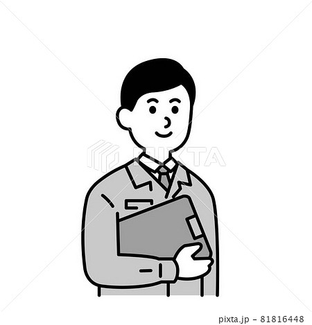 土木作業員さんのイラスト上半身 白黒のイラスト素材 土木作業員さんのイラスト上半身 白黒のイラスト素材