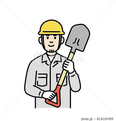 土木作業員さんのイラスト上半身のイラスト素材