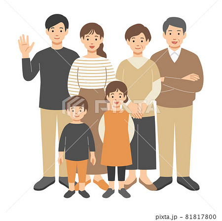 3世代家族の全身イラスト　集合 81817800