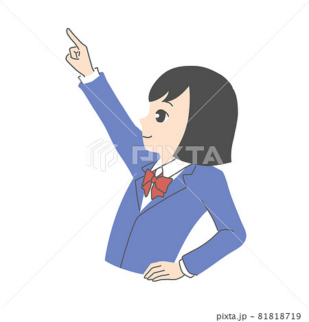 指さしポーズをしている女子学生のイラスト素材のイラスト素材