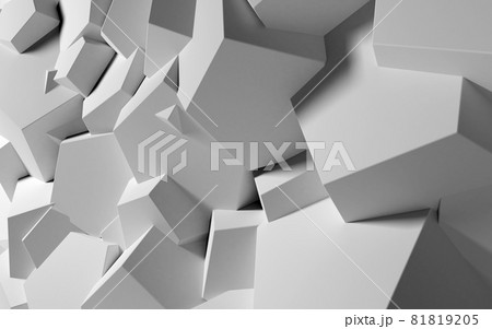 Abstract background with white 3D shapes flying in the light as a messy array or chaotic structure for any pastel backdrop. 3D illustration Abstract background with white 3D shapes flying in the light as a messy array or chaotic structure for any pastel backdrop. 3D illustration 81819205