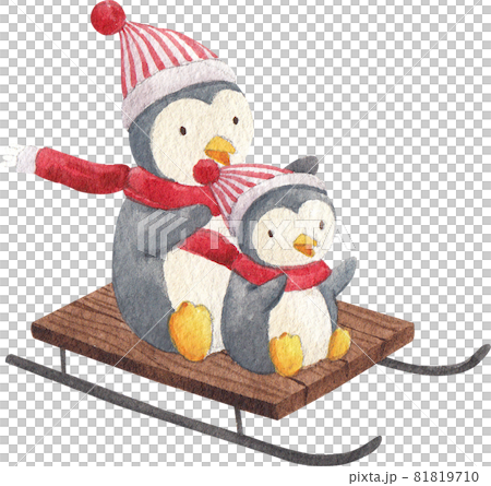Christmas Penquin character watercolor 81819710