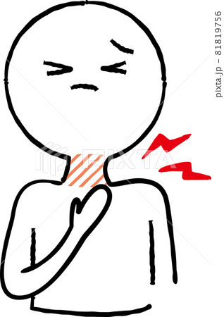 喉を痛がっている人のイメージイラスト 手描き のイラスト素材
