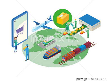 海外通販で買い物をする女性 81819782