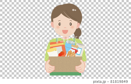 食品の配達をする女性スタッフ 食品の配達をする女性スタッフ 81819849