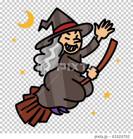 星空を飛ぶ魔女のイラストのイラスト素材 8107