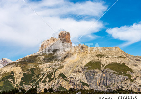 Mountain peak of Torre dei Scarperi or Schwabenalpenkopf - Dolomites Italian Alps 81821120