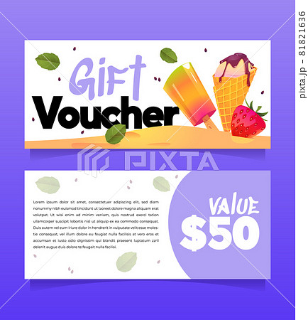 Gift voucher template with ice cream and popsicle 81821636