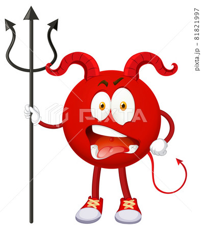 A red devil cartoon character with facial expression 81821997