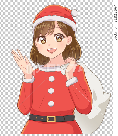 サンタのかわいい女の子のイラスト素材