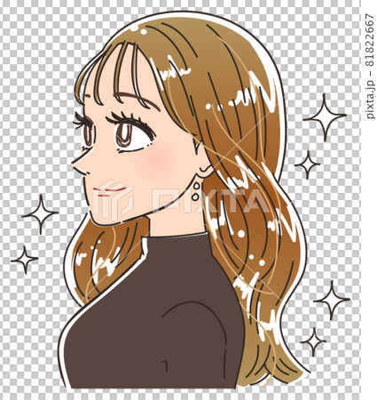 髪のきれいな女性の横顔のイラスト素材
