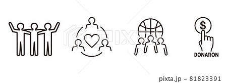 Volunteering icons set. Outline set of volunteerin Volunteering icons set. Outline set of volunteerin 81823391