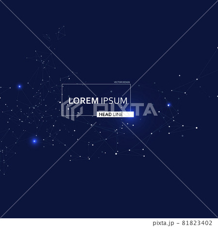 Geometry connected line and dots. Simple technology and science graphic dark background. Abstract design 81823402