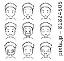 男の子(小学生)の表情セット　線画のみ 81824505