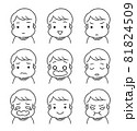 男の子(園児)の表情セット　線画のみ 81824509