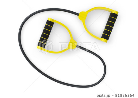 Hand expander or resistance band with rubber handle isolated on white. Hand expander or resistance band with rubber handle isolated on white. 81826364