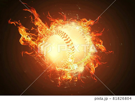 燃える炎の野球ボールのイラストのイラスト素材