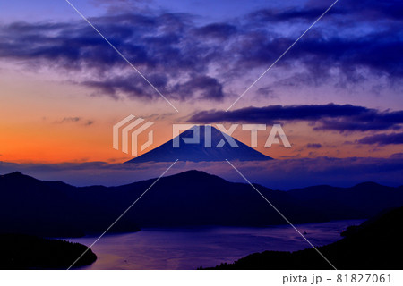 箱根大観山からのトワイライトタイム 富士山の夕景 81827061