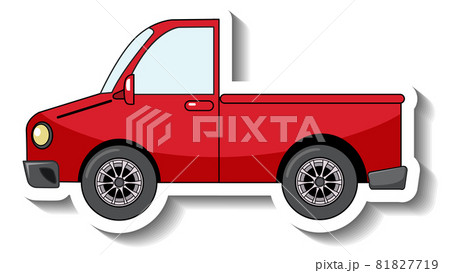 Sticker template with a red pick up car isolated 81827719
