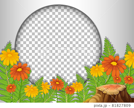 Round frame transparent with tropical flowers and leaves template Round frame transparent with tropical flowers and leaves template 81827809