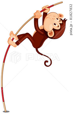 Pole vaulting monkey cartoon character Pole vaulting monkey cartoon character 81827832