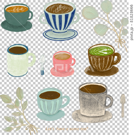 抹茶ラテ カフェモカ コーヒーで一息のイラスト素材