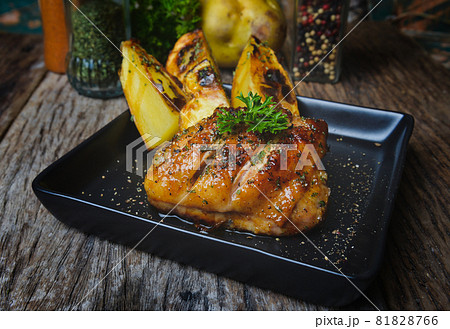 Homemade grilled chicken with spice ingredient. Homemade grilled chicken with spice ingredient. 81828766