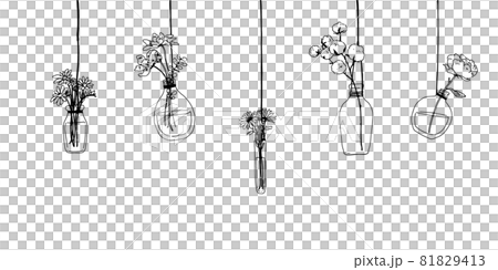 瓶中掛瓶和花的插圖 81829413