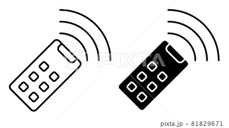 Linear icon. Control tv panel with radio waves. Remote control of electronic devices. Simple black white vector isolated on white background 81829671