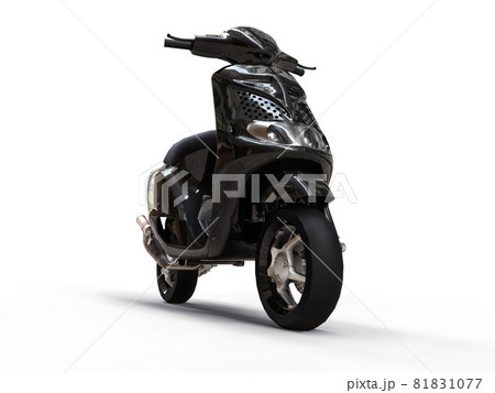 Modern urban black moped on a white background. 3d illustration. Modern urban black moped on a white background. 3d illustration. 81831077