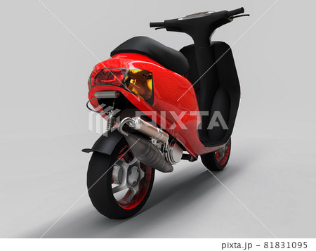 Modern urban red and white moped on a light gray background. 3d illustration. Modern urban red and white moped on a light gray background. 3d illustration. 81831095