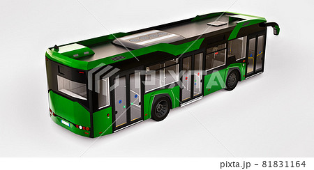 Mediun urban green bus on a white background. 3d rendering. 81831164
