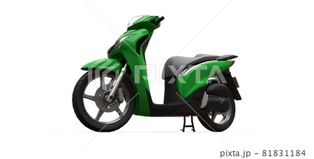 Modern urban green moped on a white background. 3d illustration. 81831184