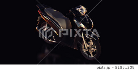 Modern urban black moped on a black background. 3d illustration. 81831209