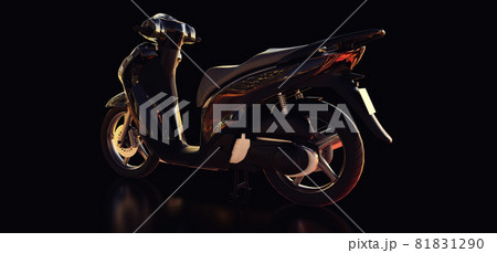 Modern urban black moped on a black background. 3d illustration. Modern urban black moped on a black background. 3d illustration. 81831290