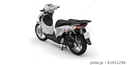 Modern urban white moped on a white background. 3d illustration. 81831296
