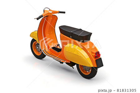 Vintage european orange scooter on a white background. 3d rendering. 81831305