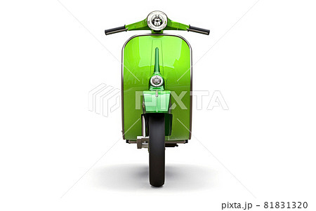 Vintage european green scooter on a white background. 3d rendering. Vintage european green scooter on a white background. 3d rendering. 81831320
