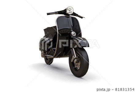 Vintage european black scooter on a white background. 3d rendering. Vintage european black scooter on a white background. 3d rendering. 81831354