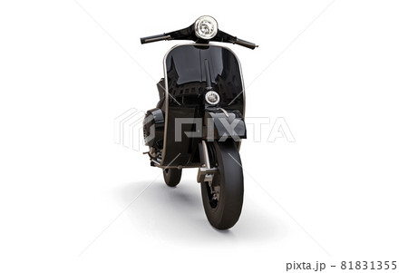 Vintage european black scooter on a white background. 3d rendering. Vintage european black scooter on a white background. 3d rendering. 81831355