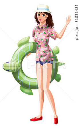 アロハ女子_浮輪 81831485