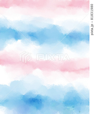 背景素材 水彩絵具で描いた淡いストライプ 青 ピンクのイラスト素材