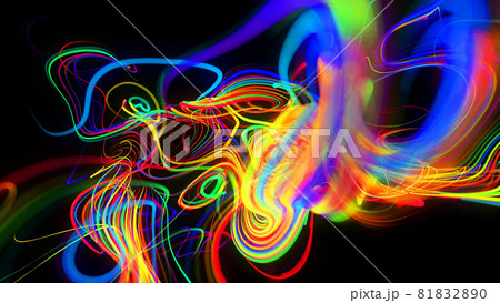 3d render. Abstract background flow of glow lines. Llights particles form in 3d space glowing beautiful curved lines like ball of wires burning with neon light. Beautiful creative background. 3d render. Abstract background flow of glow lines. Llights particles form in 3d space glowing beautiful curved lines like ball of wires burning with neon light. Beautiful creative background. 81832890